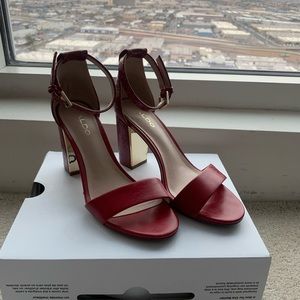 Red Snake Print w Gold Detail Heels